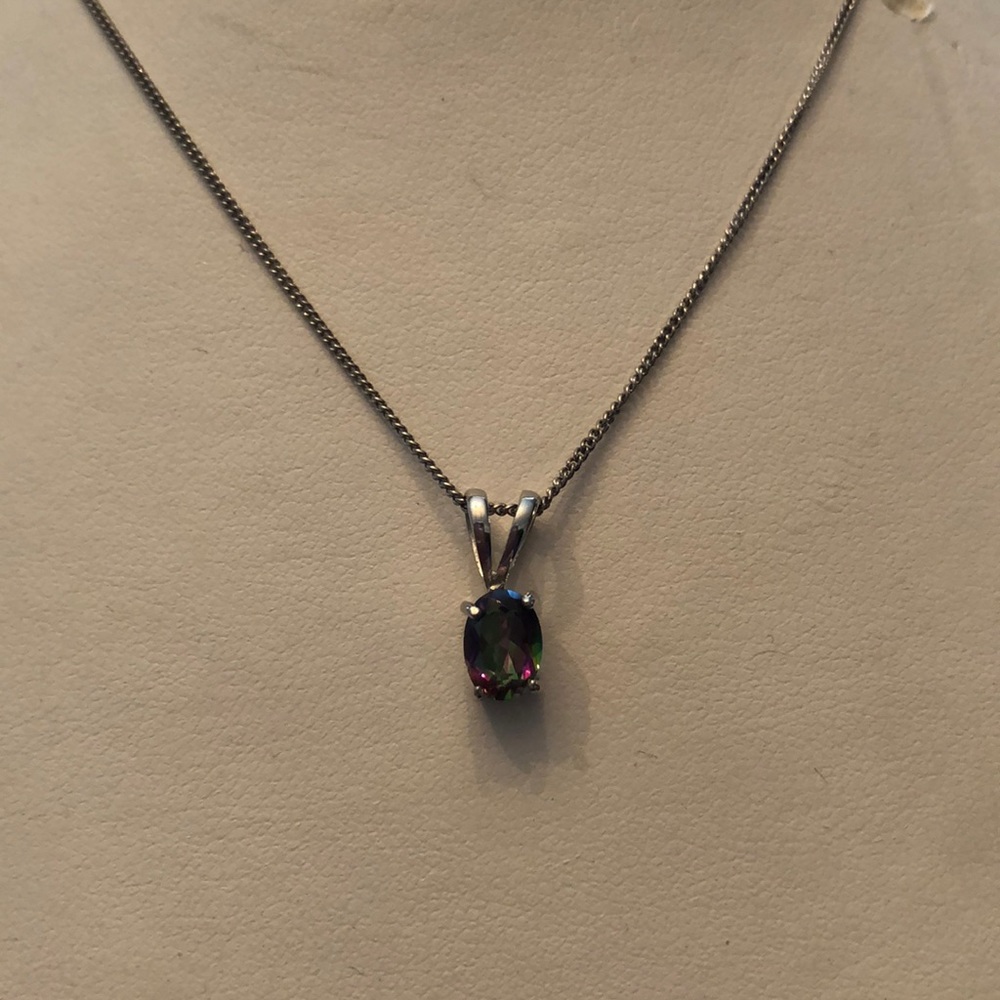Genuine Mystic Topaz 925 Sterling Silver w/Chain